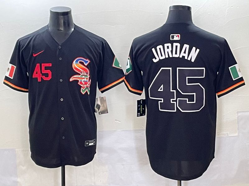 Men 2025 Chicago White Sox #45 Jordan Black Game Nike MLB Jersey style 52